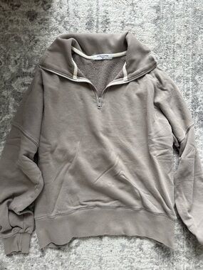Worn Once - Perfectwhitetee French Terry Quarter Zip Sweater
